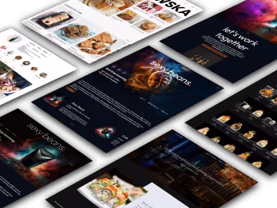 Collage of custom restaurant and brand websites designed by Dreamers Digital